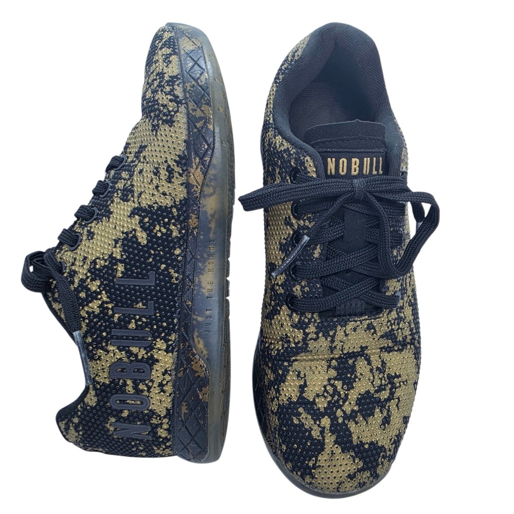 NOBULL Trainer Gold Splatter Black Training Shoes Mens 5 Womens 6.5